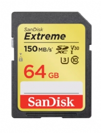 Cartão De Memória SD Sandisk Extreme 64gb Para Câmera - 24309