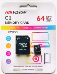 Cartão Memória Micro Sd Hikvision 64gb Class 10 Hs-tf-c1 Com 1 Adaptador  - <font color="#808080"><FONT SIZE=-2>Este produto é vendido por Marvel e entregue por Marvel</FONT></font> -  -  - 28982x