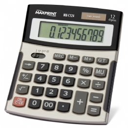 Calculadora de Mesa 12 Dígitos Eletrônica Cinza MX-C124 Maxprint - 24477